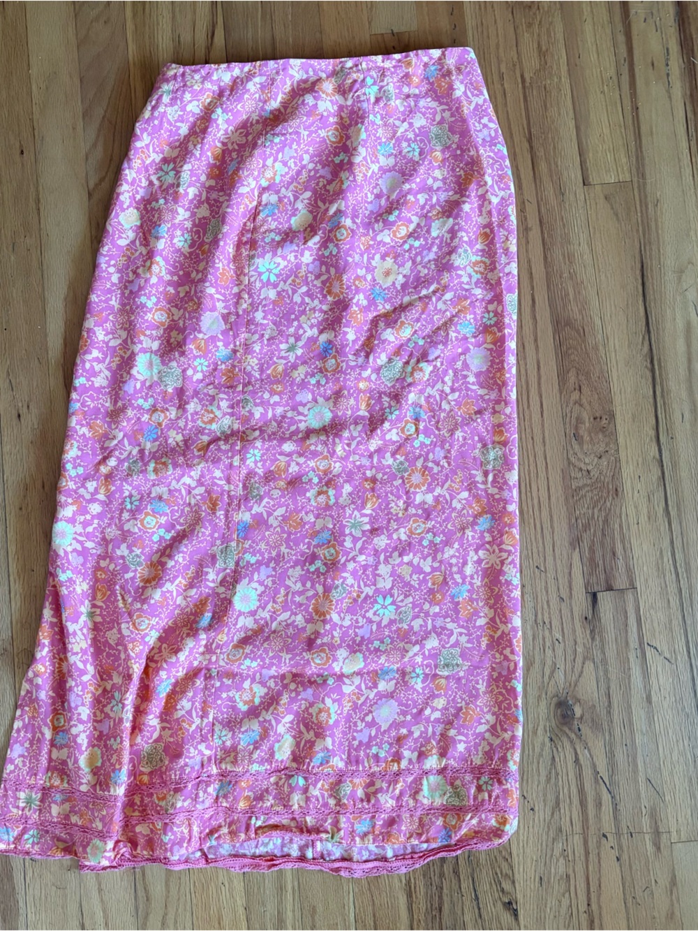 Sigrid Olsen Pink Floral Maxi Skirt with Multicolor Accents